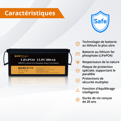 Aolithium Batterie au lithium LiFePO4 12V 200AH