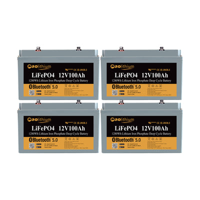 Aolithium 4 Batteries LiFePO4 12V 100Ah