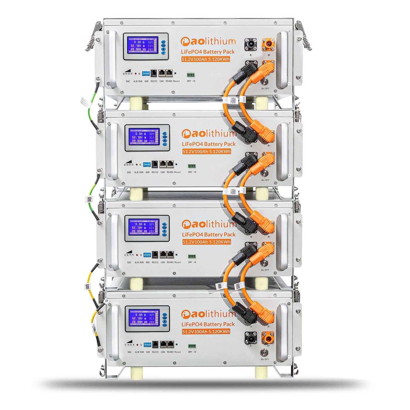 Aolithium Batterie LiFePO4 4 slots 48V 100Ah Server Rack avec Rack